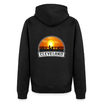 Cleveland Ohio Usa Skyline Vintage Sunset Travel S - Unisex Premium Bio Zip Hoodie - Schwarz - Hinten - Nico (187cm)