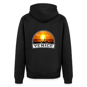 Venedig Italien Skyline Vintage Sonnenuntergang Reise Souveni - Unisex Premium Bio Zip Hoodie - Schwarz - Hinten - Nico (187cm)