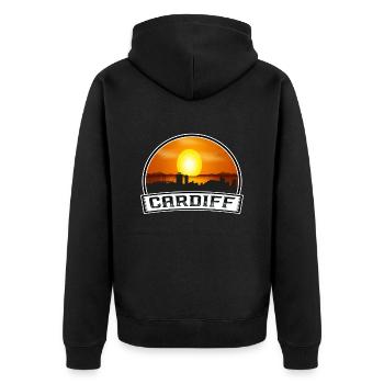 Cardiff Pays de Galles Skyline Vintage Sunset Travel Souven - Veste à capuche bio Premium Unisexe - noir - Dos - Nico (187cm)