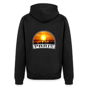 Paris France Skyline Vintage Sunset Travel Souveni - Veste à capuche bio Premium Unisexe - noir - Dos - Nico (187cm)