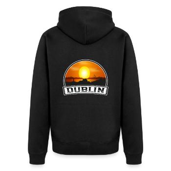 Dublin Irlande Skyline Vintage Sunset Travel Souve - Veste à capuche bio Premium Unisexe - noir - Dos - Nico (187cm)