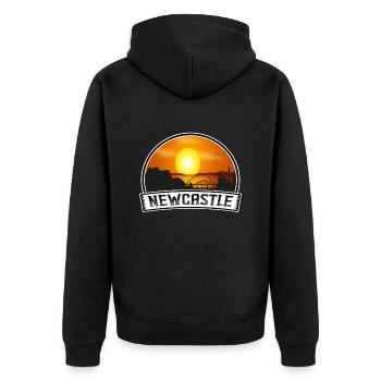 Newcastle England Skyline Vintage Sonnenuntergang Reisen So - Unisex Premium Bio Zip Hoodie - Schwarz - Hinten - Nico (187cm)