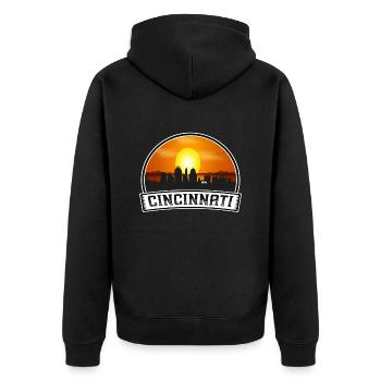Cincinnati Ohio Usa Skyline Vintage Sunset Travel - Unisex Premium Organic Zip Hoodie - black - Back - Nico (187cm)