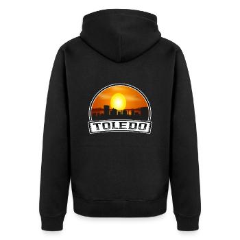 Toledo Ohio USA Skyline Vintage Sonnenuntergang Reise Souv - Unisex Premium Bio Zip Hoodie - Schwarz - Hinten - Nico (187cm)