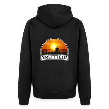 Sheffield England Skyline Vintage Sunset Travel So - Unisex Premium Organic Zip Hoodie - black - Back - Nico (187cm)