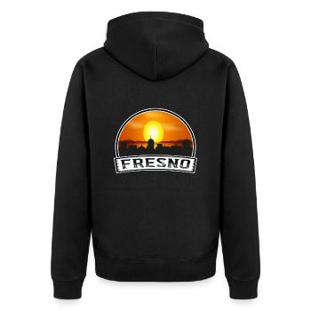 Fresno California Usa Skyline Vintage Sunset Trave - Unisex Premium Organic Zip Hoodie - black - Back - Nico (187cm)