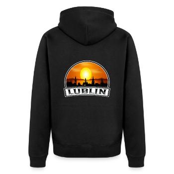 Lublin Pologne Skyline Vintage Sunset Travel Souven - Veste à capuche bio Premium Unisexe - noir - Dos - Nico (187cm)