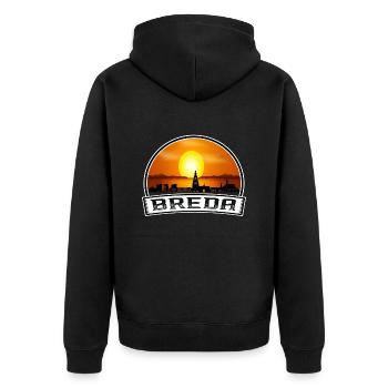 Breda Niederlande Skyline Vintage Sunset Travel So - Unisex Premium Bio Zip Hoodie - Schwarz - Hinten - Nico (187cm)