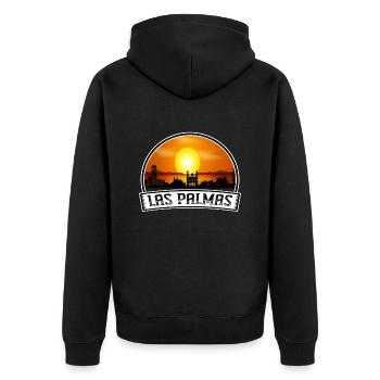 Las Palmas Spain Skyline Vintage Sunset Travel Sou - Unisex Premium Organic Zip Hoodie - black - Back - Nico (187cm)