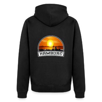 Hambourg Allemagne Skyline Vintage Sunset Travel Souv - Veste à capuche bio Premium Unisexe - noir - Dos - Nico (187cm)