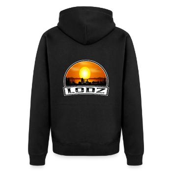 Lodz Pologne Skyline Vintage Sunset Souvenir de voyage - Veste à capuche bio Premium Unisexe - noir - Dos - Nico (187cm)