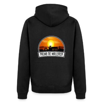 Palma De Mallorca Spain Skyline Vintage Sunset Tra - Unisex Premium Organic Zip Hoodie - black - Back - Nico (187cm)