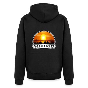 Madrid Espagne Skyline Vintage Sunset Travel Souveni - Veste à capuche bio Premium Unisexe - noir - Dos - Nico (187cm)
