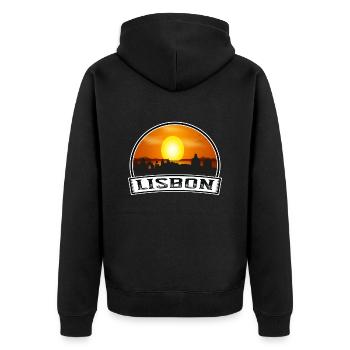 Lisbonne Portugal Skyline Vintage Sunset Travel Souv - Veste à capuche bio Premium Unisexe - noir - Dos - Nico (187cm)