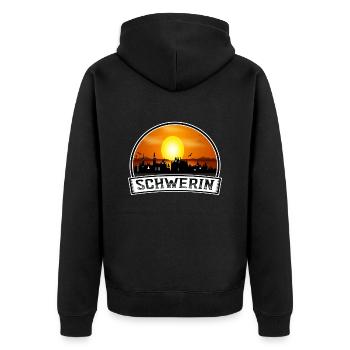 Schwerin Deutschland Skyline Vintage Sunset Travel Sou - Unisex Premium Bio Zip Hoodie - Schwarz - Hinten - Nico (187cm)