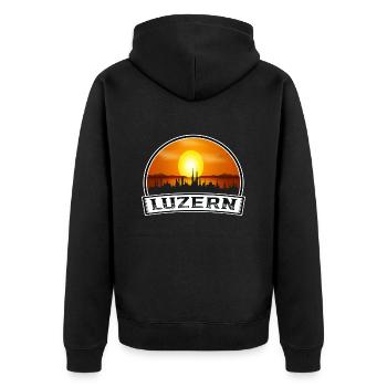 Lucerne Suisse Skyline Vintage Sunset Travel S - Veste à capuche bio Premium Unisexe - noir - Dos - Nico (187cm)