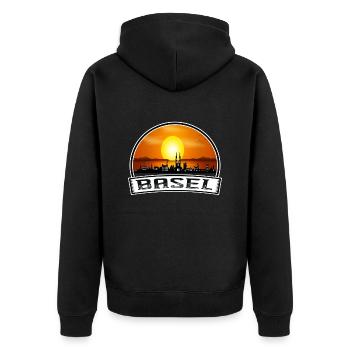 Basel Switzerland Skyline Vintage Sunset Travel So - Unisex Premium Organic Zip Hoodie - black - Back - Nico (187cm)