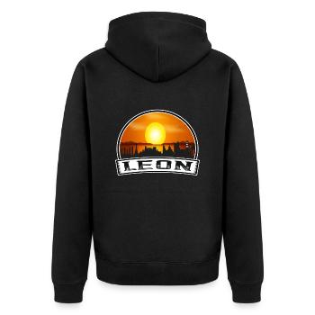 Leon Mexiko Skyline Vintage Sonnenuntergang Reise Souvenir - Unisex Premium Bio Zip Hoodie - Schwarz - Hinten - Nico (187cm)