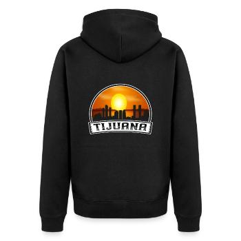 Tijuana Mexico Skyline Vintage Sunset Travel Souve - Unisex Premium Organic Zip Hoodie - black - Back - Nico (187cm)