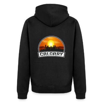 Calgary Canada Skyline Vintage Sunset Travel Souve - Unisex Premium Organic Zip Hoodie - black - Back - Nico (187cm)