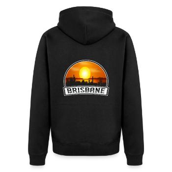 Brisbane Australien Skyline Vintage Sunset Travel S - Unisex Premium Bio Zip Hoodie - Schwarz - Hinten - Nico (187cm)