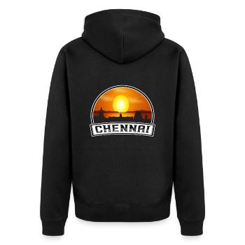 Chennai Inde Skyline Vintage Sunset Travel Souven - Veste à capuche bio Premium Unisexe - noir - Dos - Nico (187cm)