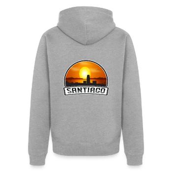 Santiago Chile Skyline Vintage Sunset Travel Souve - Unisex Premium Bio Zip Hoodie - Grau meliert - Hinten - Nico (187cm)