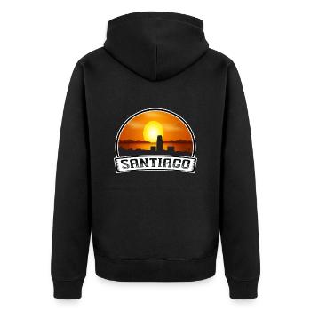 Santiago Chile Skyline Vintage Sunset Travel Souve - Unisex Premium Bio Zip Hoodie - Schwarz - Hinten - Nico (187cm)