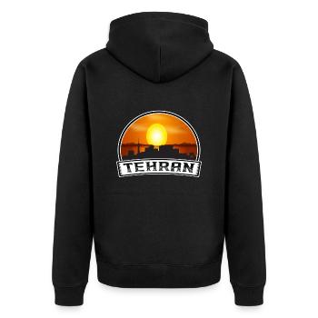 Tehran Iran Skyline Vintage Sunset Travel Souvenir - Unisex Premium Organic Zip Hoodie - black - Back - Nico (187cm)