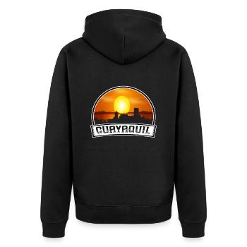 Guayaquil Equador Skyline Vintage Sunset Travel So - Unisex Premium Bio Zip Hoodie - Schwarz - Hinten - Nico (187cm)
