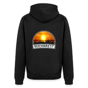 Bucharest Romania Skyline Vintage Sunset Travel So - Unisex Premium Organic Zip Hoodie - black - Back - Nico (187cm)