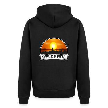 Belgrade Serbie Skyline Vintage Sunset Travel Souv - Veste à capuche bio Premium Unisexe - noir - Dos - Nico (187cm)