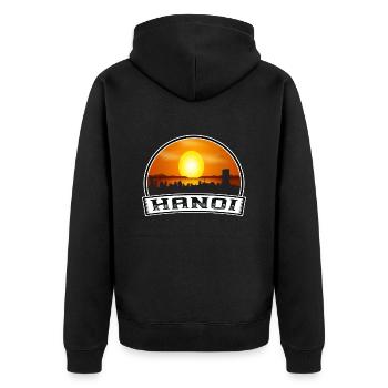 Hanoi Vietnam Skyline Vintage Sunset Travel Souven - Veste à capuche bio Premium Unisexe - noir - Dos - Nico (187cm)