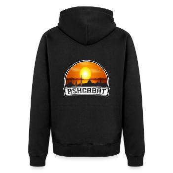 Ashgabat Turkmenistan Skyline Vintage Sunset Trave - Unisex Premium Organic Zip Hoodie - black - Back - Nico (187cm)