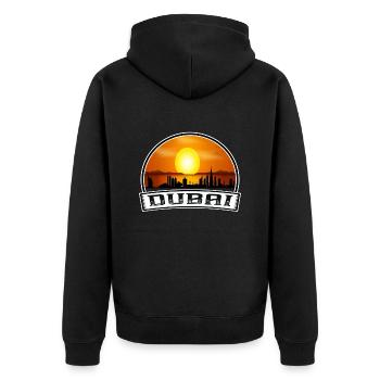 Dubaï Emirats Arabes Unis Skyline Vintage Sunset Souvenir de voyage - Veste à capuche bio Premium Unisexe - noir - Dos - Nico (187cm)