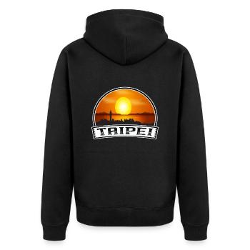Taipeh Taiwan Skyline Vintage Sonnenuntergang Reise Souven - Unisex Premium Bio Zip Hoodie - Schwarz - Hinten - Nico (187cm)