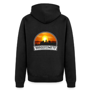 Barquisimeto Venezuela Skyline Vintage Sunset Trav - Unisex Premium Bio Zip Hoodie - Schwarz - Hinten - Nico (187cm)