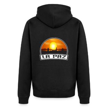 La Paz Bolivia Skyline Vintage Sunset Travel Souve - Veste à capuche bio Premium Unisexe - noir - Dos - Nico (187cm)