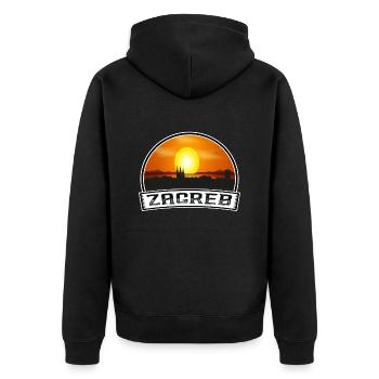 Zagreb Croatie Skyline Vintage Sunset Travel Souve - Veste à capuche bio Premium Unisexe - noir - Dos - Nico (187cm)