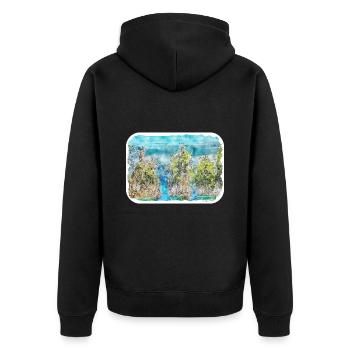 Thaïlande Aquarelle Croquis Illustration Dessinée à la Main - Veste à capuche bio Premium Unisexe - noir - Dos - Nico (187cm)