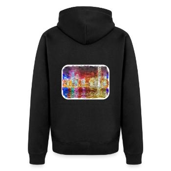 Hong Kong Chine Aquarelle Illustration - Veste à capuche bio Premium Unisexe - noir - Dos - Nico (187cm)