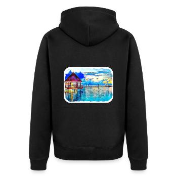 Maldives Watercolor Sketch Hand Drawn Illustration - Unisex Premium Organic Zip Hoodie - black - Back - Nico (187cm)