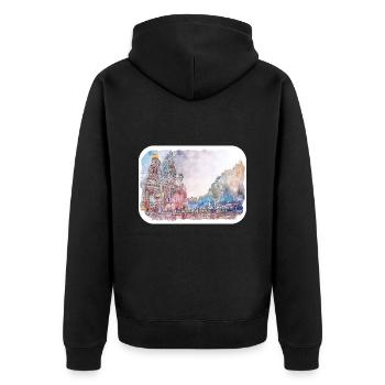 St. Petersburg Russland Aquarell Skizze Malerei - Unisex Premium Bio Zip Hoodie - Schwarz - Hinten - Nico (187cm)