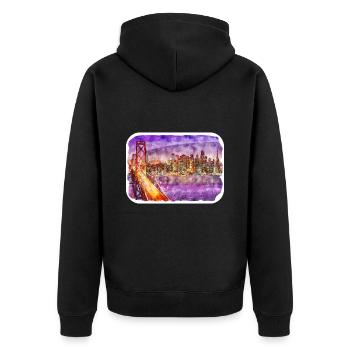 San Francisco Usa Watercolor Sketch Painting - Unisex Premium Organic Zip Hoodie - black - Back - Nico (187cm)