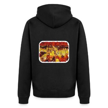 Prag Tschechische Aquarellskizze Malerei Zeichnung - Unisex Premium Bio Zip Hoodie - Schwarz - Hinten - Nico (187cm)