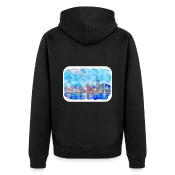 China Aquarelle Croquis Illustration Dessinée à la Main - Veste à capuche bio Premium Unisexe - noir - Dos - Nico (187cm)