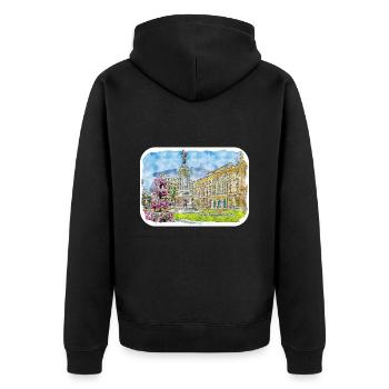 San Sebastian Croatie Aquarelle Croquis Dessiné Illu - Veste à capuche bio Premium Unisexe - noir - Dos - Nico (187cm)