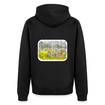 Österreich Aquarellskizze Handgezeichnete Illustration - Unisex Premium Bio Zip Hoodie - Schwarz - Hinten - Nico (187cm)