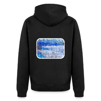 Europa Aquarellskizze Handgezeichnete Illustration - Unisex Premium Bio Zip Hoodie - Schwarz - Hinten - Nico (187cm)