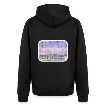 Angleterre Royaume-Uni Aquarelle Croquis Dessin Illustration - Veste à capuche bio Premium Unisexe - noir - Dos - Nico (187cm)